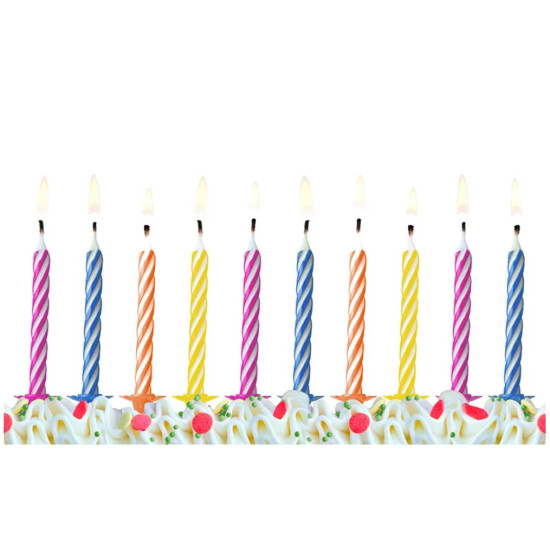 Set 10 Lumanari Tort Mix Birthday - Spiralate - PartyDeco